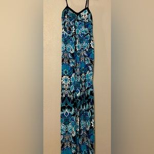 Vibrant blue floral pantsuit